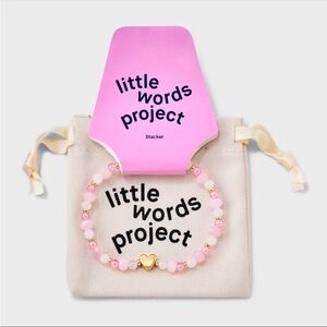 Little Words Project Pink Bead Gold Heart Bracelet